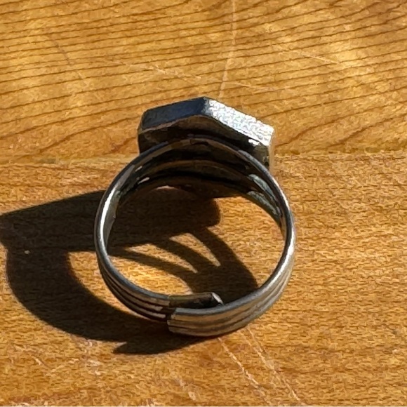 Lot of 4 Vintage Adjustable 90s Silvertone Rings lots of Sparkle Boho Costume - Picture 7 of 12